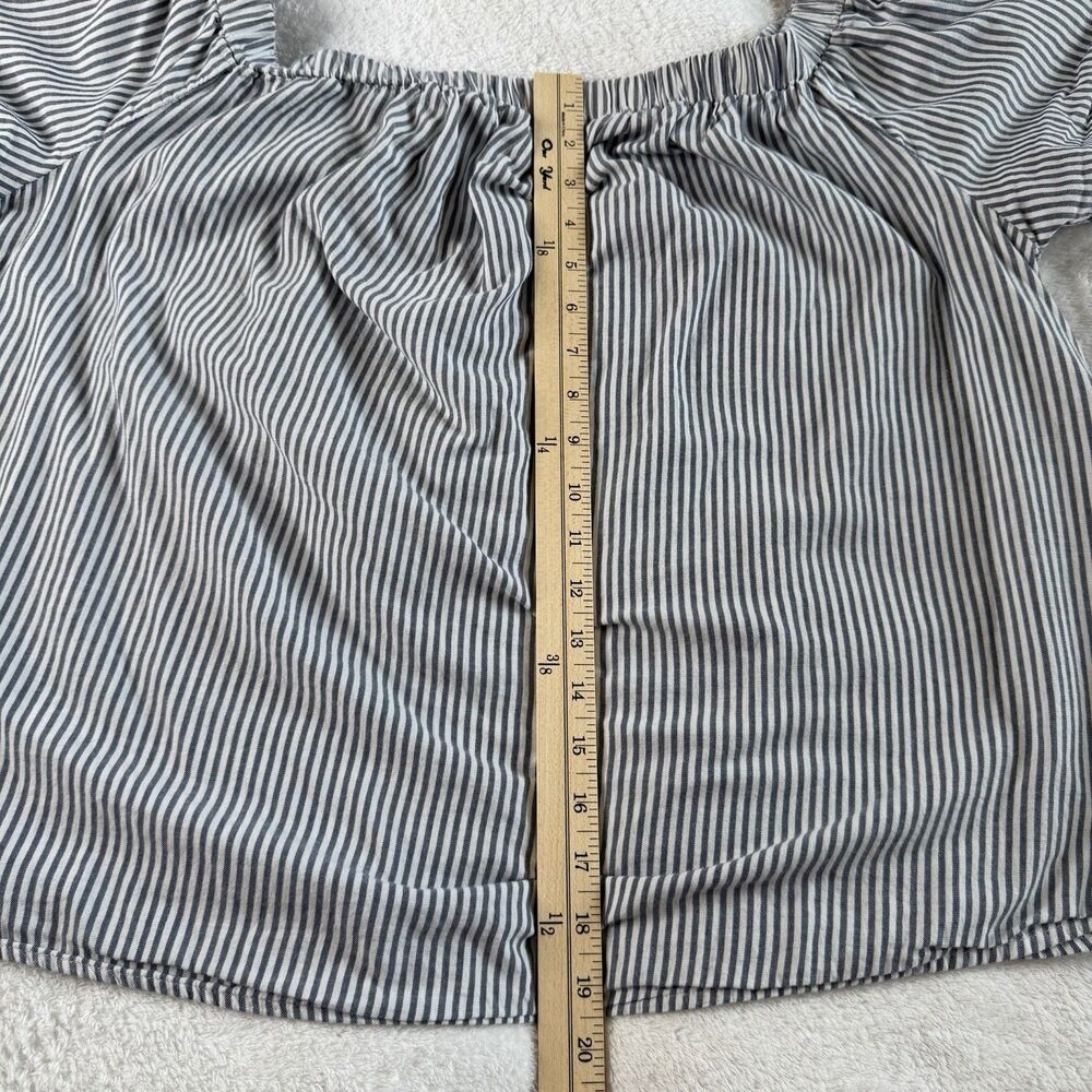Old Navy Women's 1X Blue White Striped Off Shoulder Cotton Top Coastal Boho - Picture 14 of 15